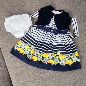 Jessica Ann Navy Dress with Pink Accents